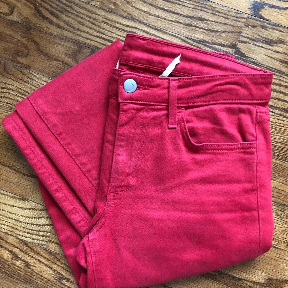 Red skinny jeans